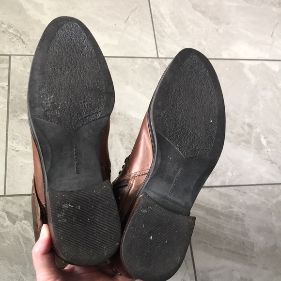 BROWN Leather Studded Strap Mid Calf Boots | Women |  7 - Picture 15 of 16